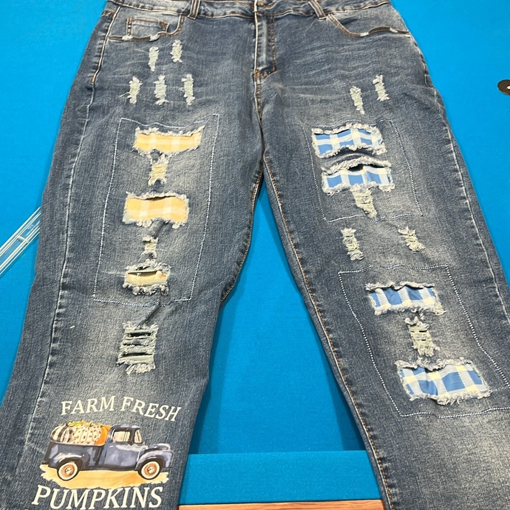 Evaless farm fresh stretch, distressed jeans SZ16 NWOT